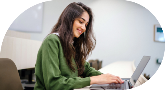nice girl working at the laptop